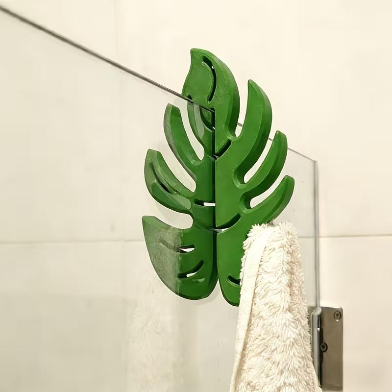 Jet Home Bathroom - Green Monstera Leaf Over Shower Door