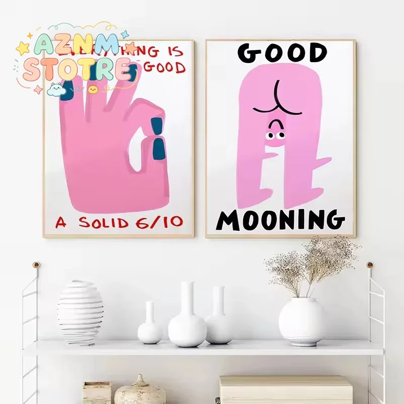 Home Bathroom Pictures - Humorous Slogan Nice Bum Cartoon Prints