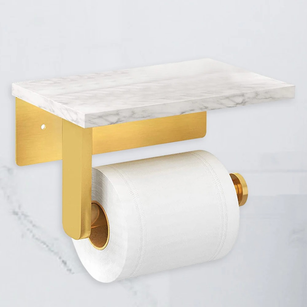 Home Bathroom Paper Towel Dispenser - Marble Paper Storage Rack Metal Modern