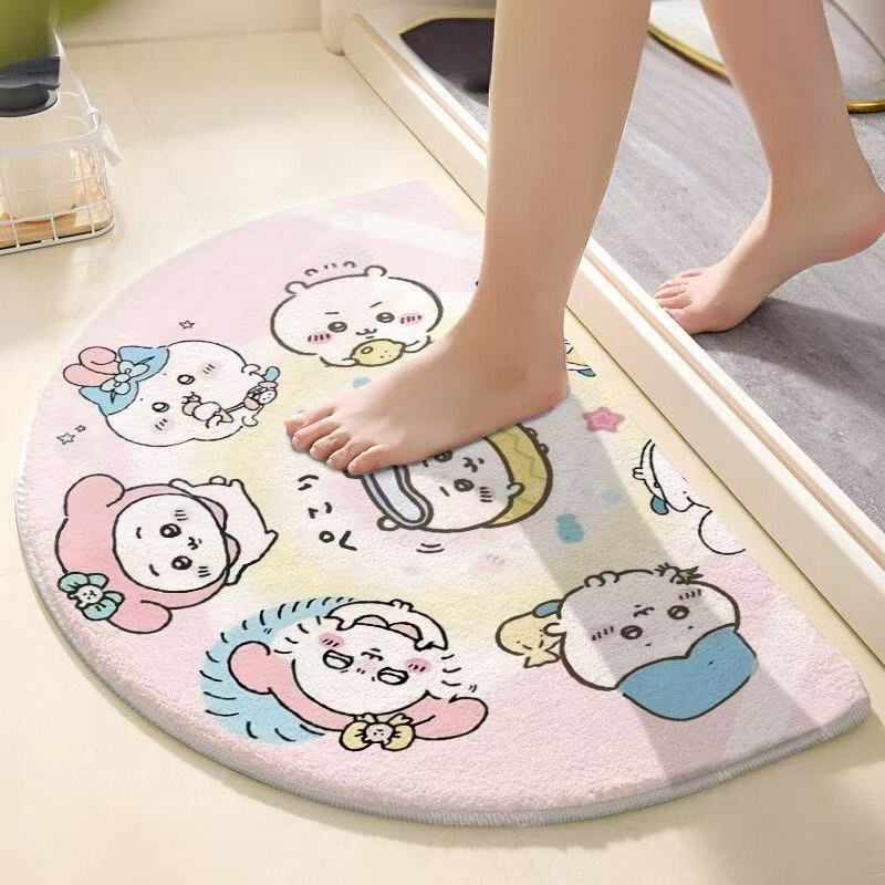 Non Slip Bath Mat - Chiikawa Semi Circle Bath Mat Cute