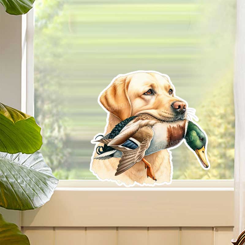 Home Bathroom Window - Funny Yellow Labrador Retriever Duckhound Toilet