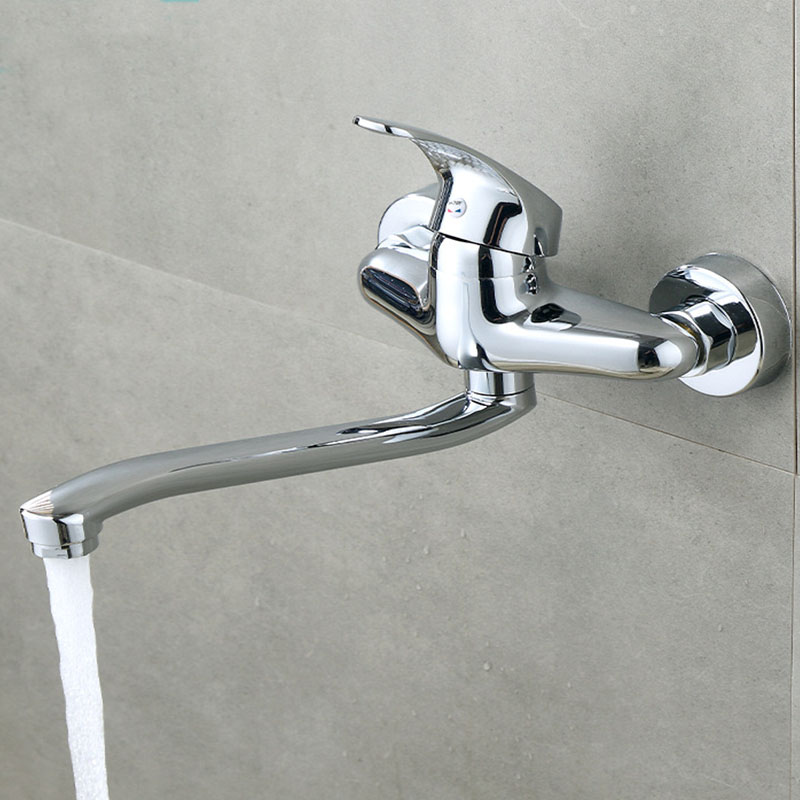 Basin Mixer Tap - Wall Mounted Kitchen Faucet Double Holes