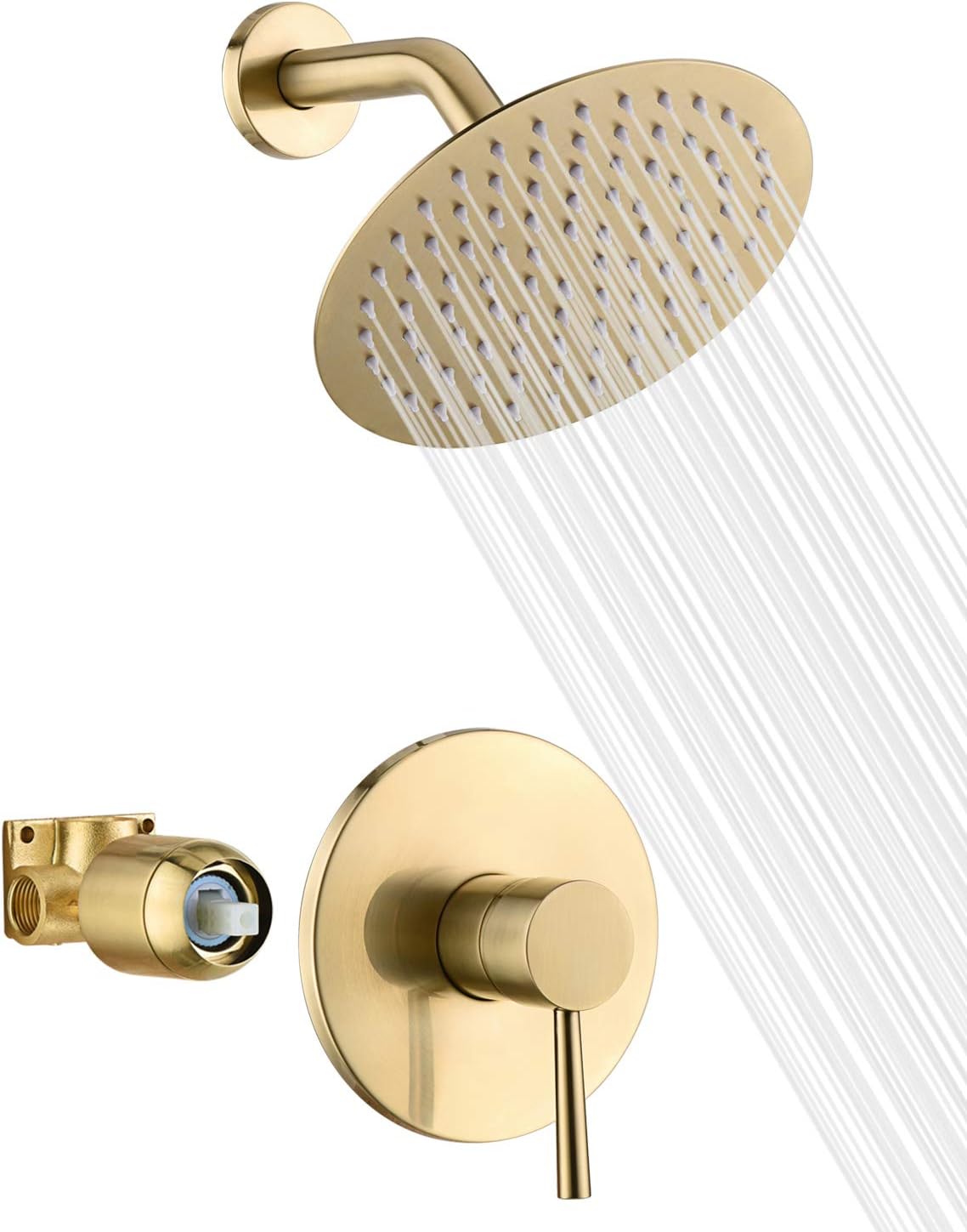 Shower Head Rain - Brushed Gold Shower Faucet Set with