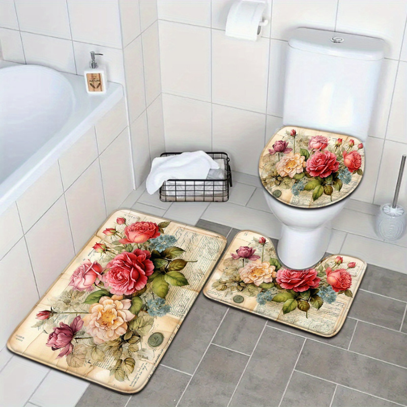 Zara Home Bathroom Rug - VIKAMA Vintage Floral Bath Mat Oil