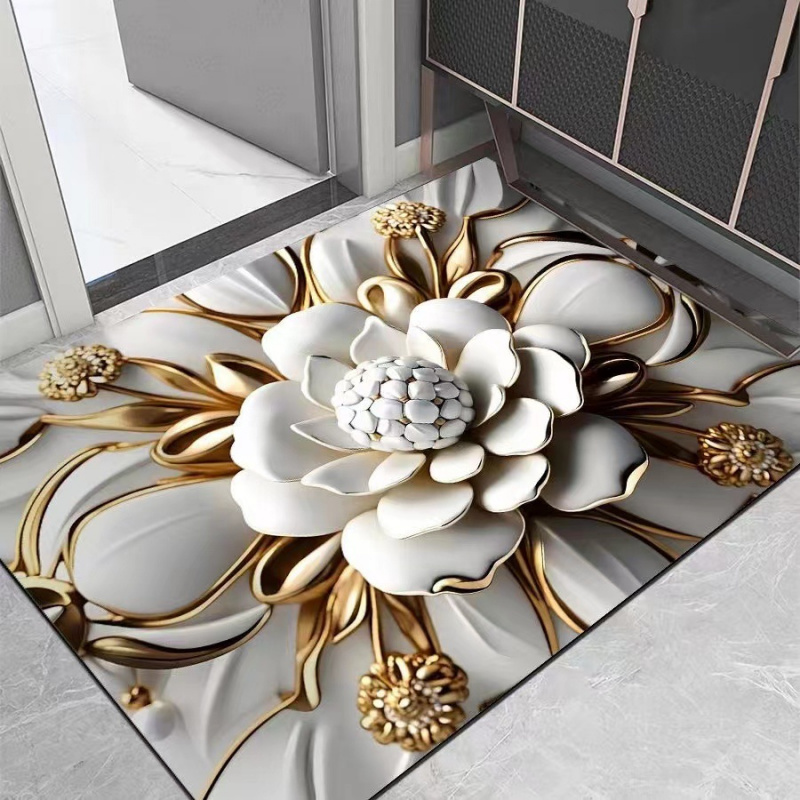 Zara Home Bathroom Rug - VIKAMA Light Luxury Lotus Bathroom Carpet,