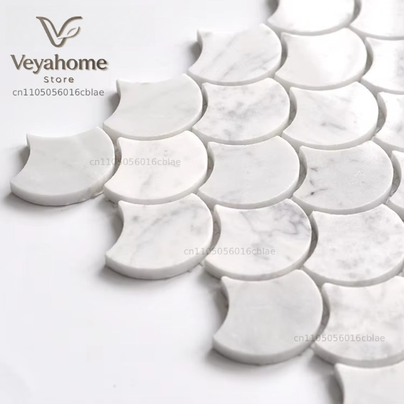 Fish Scale Scalloped Marble Mo - Home Bathroom Floor Tiles recension och pris