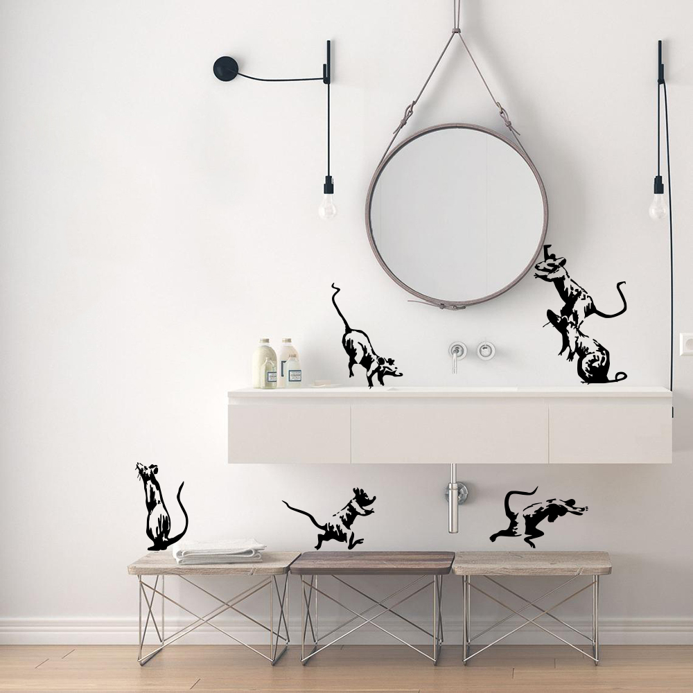 5Pcs Banksy Toilet Rats Wall S - Home Bathroom Floor Tiles recension och pris