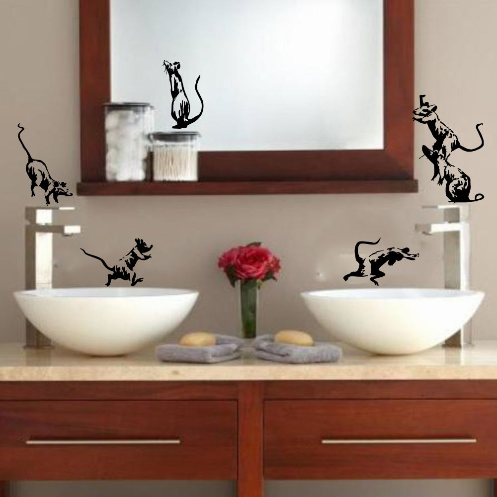 5Pcs Banksy Toilet Rats Wall S - Home Bathroom Floor Tiles recension och pris
