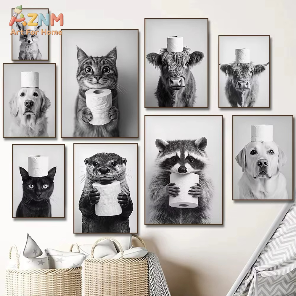 1PC, Highland Cow Otter Cat Ra - Home Bathroom Pictures recension och pris