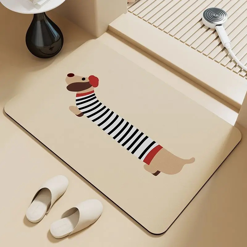 VIKAMA Cute Sausage Dog Stripe - Zara Home Bathroom Rug recension och pris