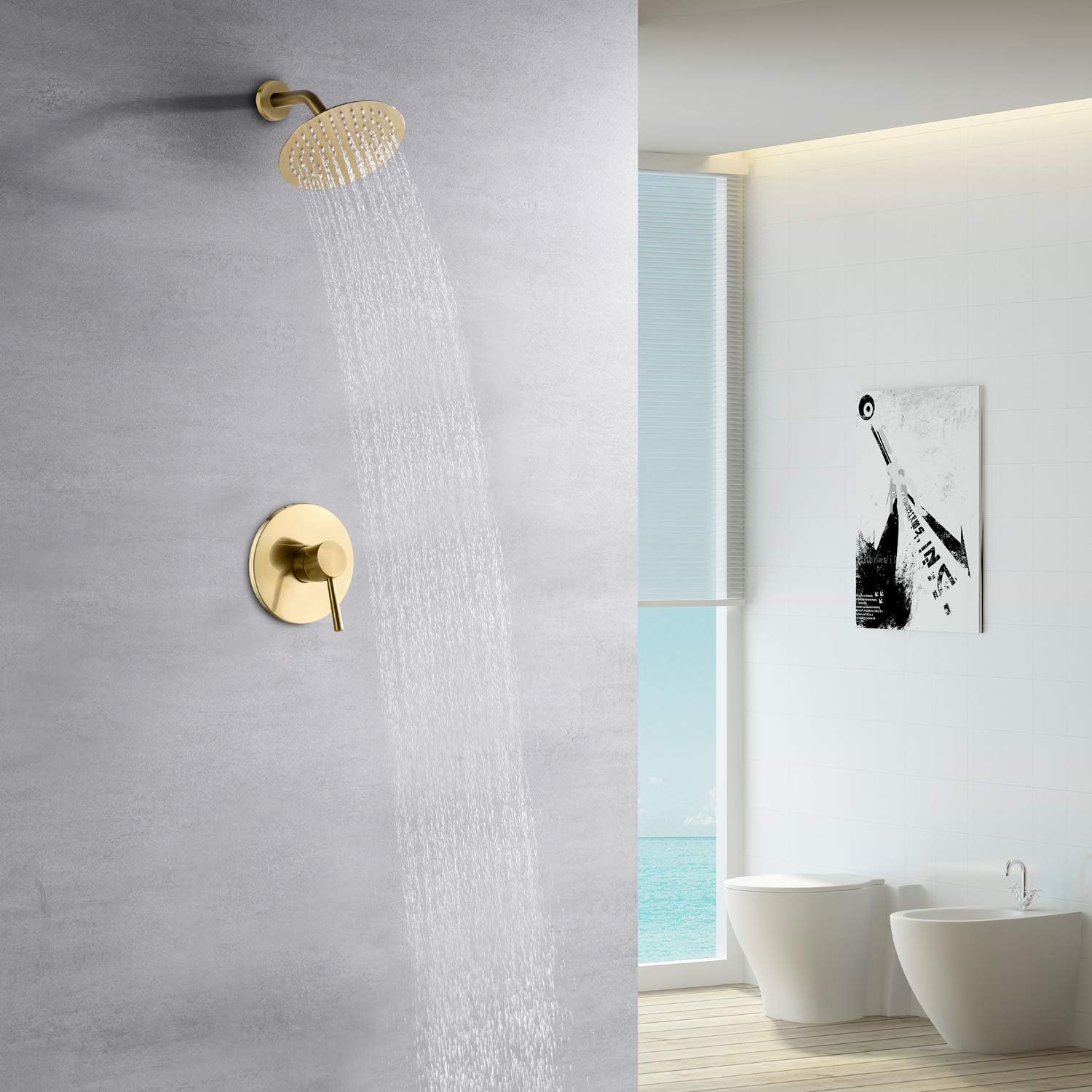 Brushed Gold Shower Faucet Set - Shower Head Rain recension och pris