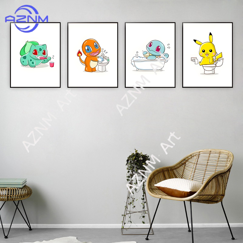 Pokemon Cartoon Funny Canvas P - Home Bathroom Pictures recension och pris