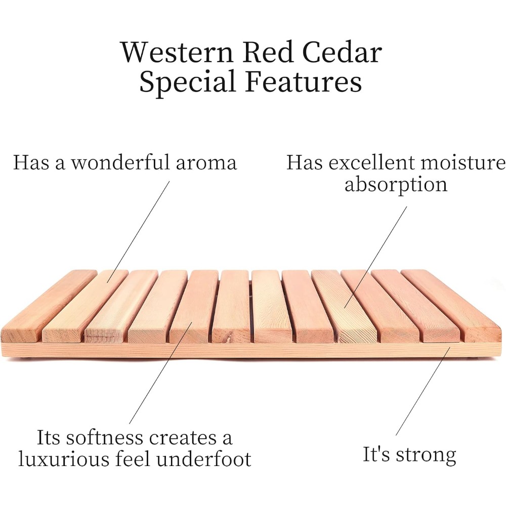 Natural Cedar Wood Shower Mat, - Non Slip Bath Mat recension och pris
